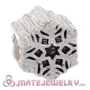 Wholesale Silver Plated European Christmas Snowflakes Charm Beads