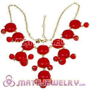 2012 New Fashion Coral Red Bubble Bib Statement Necklace 