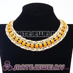 2012 New Gold Chain Resin Diamond Leather Chunky Choker Collar Necklace 