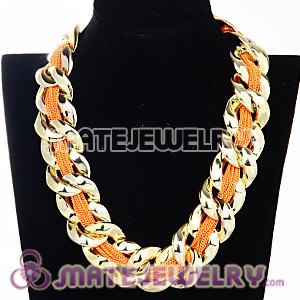 Chunky Gold Interlocking Chain And Orange Chain Necklace 