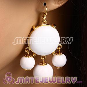 Fashion Gold Plated Drop White Bubble Earrings Wholesale