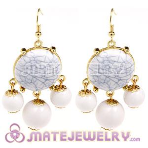 Fashion Gold Plated Drop White Turquoise Bubble Earrings Wholesale