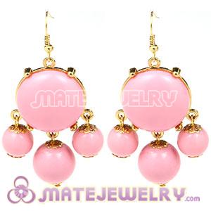 Fashion Gold Plated Drop Pink Bubble Earrings Wholesale