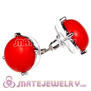 Fashion Silver Plated Coral Red Bubble Stud Earring Wholesale