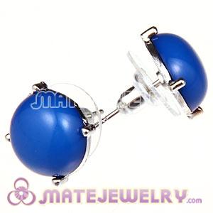 Fashion Silver Plated Dark Blue Bubble Stud Earring Wholesale