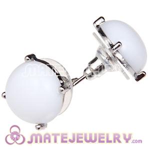 Fashion Silver Plated White Bubble Stud Earring Wholesale