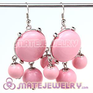 Fashion Silver Plated Drop Pink Bubble Earrings Wholesale