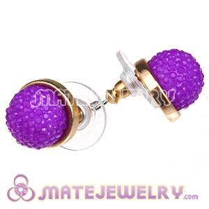 Fashion Gold Plated Purple Bubble Stud Earrings Wholesale