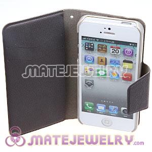 Lichee Pattern Credit ID Card Flip Leather Wallet Case For iPhone5 