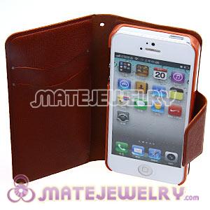 Lichee Pattern Credit ID Card Flip Leather Wallet Case For iPhone5 