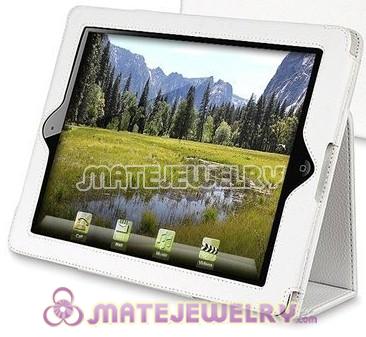 Ultrathin White Leather Cases Cover With Build In Stand For New iPad