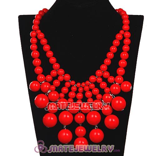 Fashion Red Coral Cascade Bauble Bib Anthropologie Necklace Wholesale