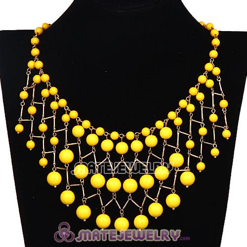 Fashion Yellow Bauble Cascade Bib Necklaces Wholesale