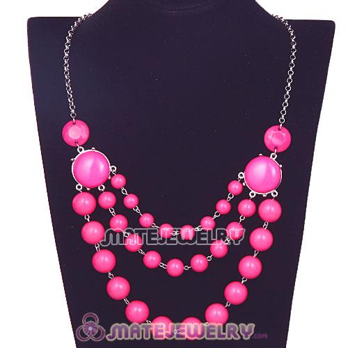 Silver Chains Three Layers Roseo Resin Bubble Bib Statement Necklace 
