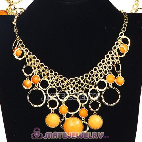 Gold Chain Multilayer Yolk Yellow Resin Choker Bib Necklaces Wholesale