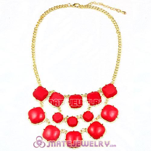 Red Coral Resin Bead Trio Marzipan Bib Statement Necklaces Wholesale