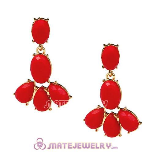 Fashion Red Coral Resin Plaza Athenee Chandelier Drop Earrings Wholesale