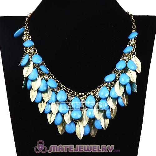Gold Leaves Chunky Multi Layers Bubble Bib Statement Necklace