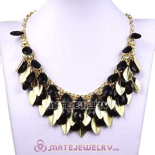 Gold Leaves Chunky Multi Layers Bubble Bib Statement Necklace