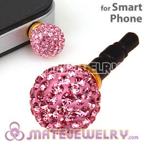 12mm Pave Pink Czech Crystal Ball Plugy Headphone Jack Accessories