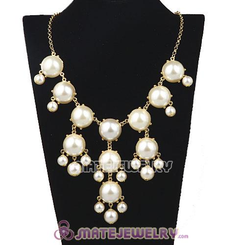 New Fashion Cream Pearl Bubble Bib Statement Necklaces Wholesale