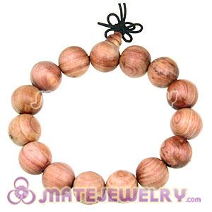 15mm Peach Wooden Beads Tibetan Buddhist Prayer Bracelet Wrist Mala