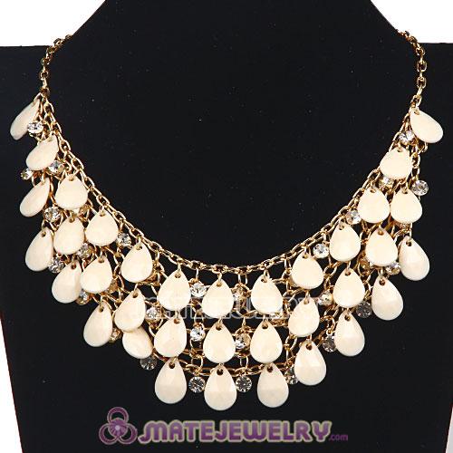 Multilayers Cascade Ivory Resin Crystal Bubble Bib Necklaces Wholesale
