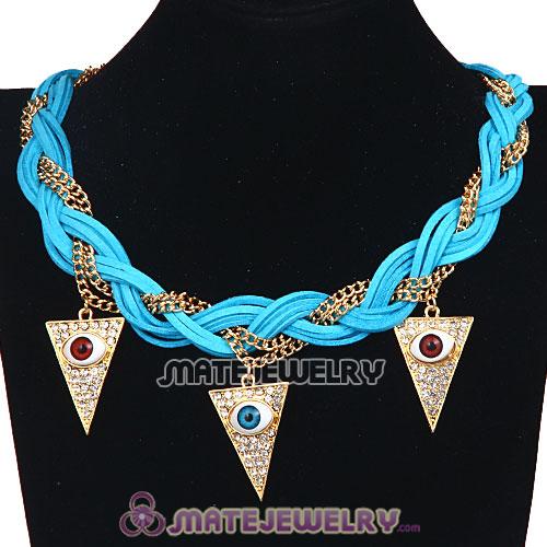 Wholesale Ladies Braided Leather Evil Eye Pendant Collar Bib Necklace