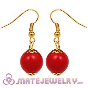Fashion Gold Plated Coral Red Hoop Plastic Bubble Earrings Wholesale