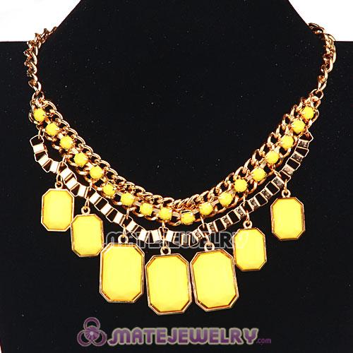 Wholesale Chunky Yellow Resin Diamond Choker Bib Necklaces