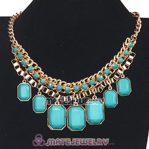 Wholesale Chunky Turquoise Resin Diamond Choker Bib Necklaces