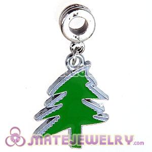 Platinum Plated Enamel European Christmas Tree Dangle Charms Wholesale 