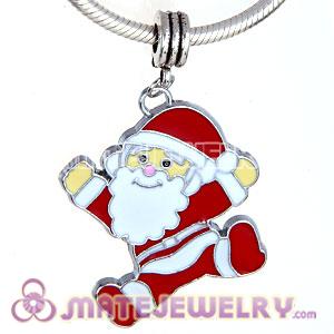 Platinum Plated Enamel European Santa Claus Dangle Charms Wholesale 