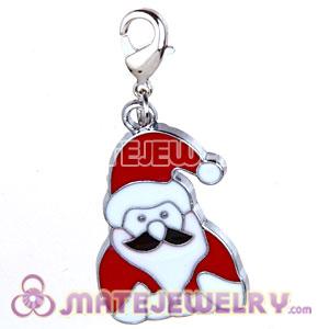 Platinum Plated Enamel European Jewelry Father Christmas Charms Wholesale 