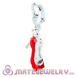 Wholesale Fashion Silver Plated Alloy Enamel Red High Heel Charms