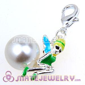Fashion Silver Plated Alloy Enamel Fairy Charms With Pearl