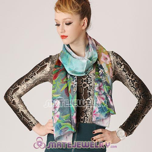 New Arrival European Mulberry Silk Scarves Digital Painting Pashmina Shawls
