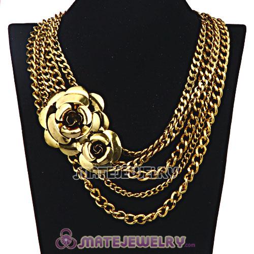 Wholesale Retro Gold Chain Flower Choker Collar Necklace