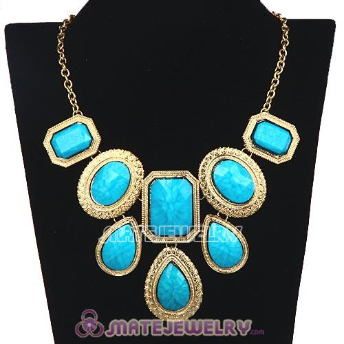 Wholesale Chunky Resin Turquoise Choker Collar Necklace 