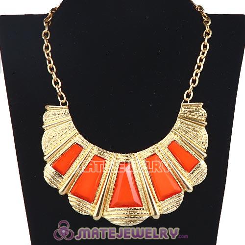 Fashion Golden Chain Orange Resin Choker Bib Necklace 