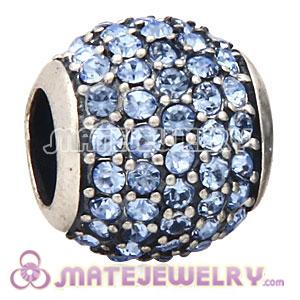 European Sterling Silver Light Sapphire Pave Lights With Light Sapphire Austrian Crystal Charm