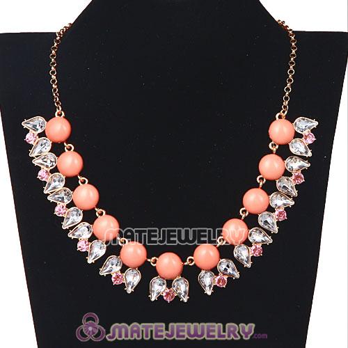 2013 New Fashion Crystal Dewdrop Orange Resin Bubble Necklace Jewelry