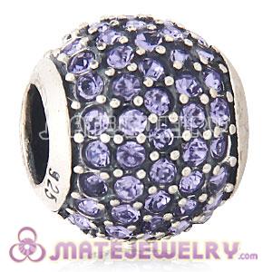 2013 European Sterling Silver Tanzanite Pave Lights With Tanzanite Austrian Crystal Charm