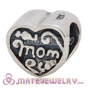 Sterling Silver Love Mom Heart Bead Charms