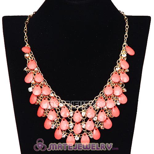 Multilayers Cascade Roseo Resin Crystal Bubble Bib Necklaces Wholesale