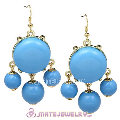 Fashion Gold Plated Dark Sky Blue Drop Bubble Earrings Wholesale