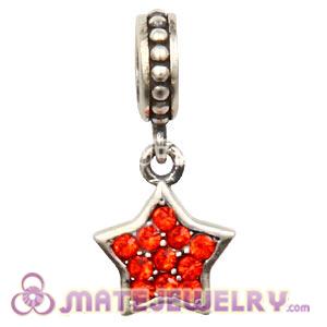 European Sterling Hyacinth Pave Star Dangle With Hyacinth Austrian Crystal