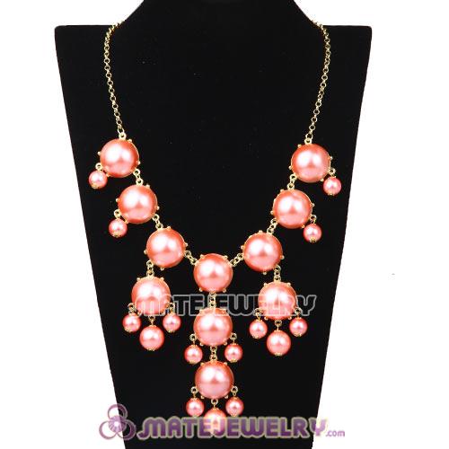 New Fashion Pink Pearl Bubble Bib Necklace Wholesale