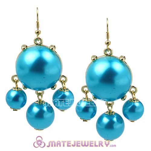 Fashion Gold Plated Special Blue Pearl Bubble Earrings Wholesale
