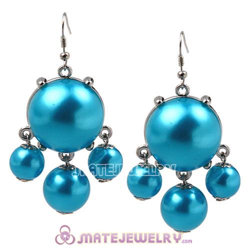 Fashion Silver Plated Special Blue Pearl Bubble Earrings Wholesale